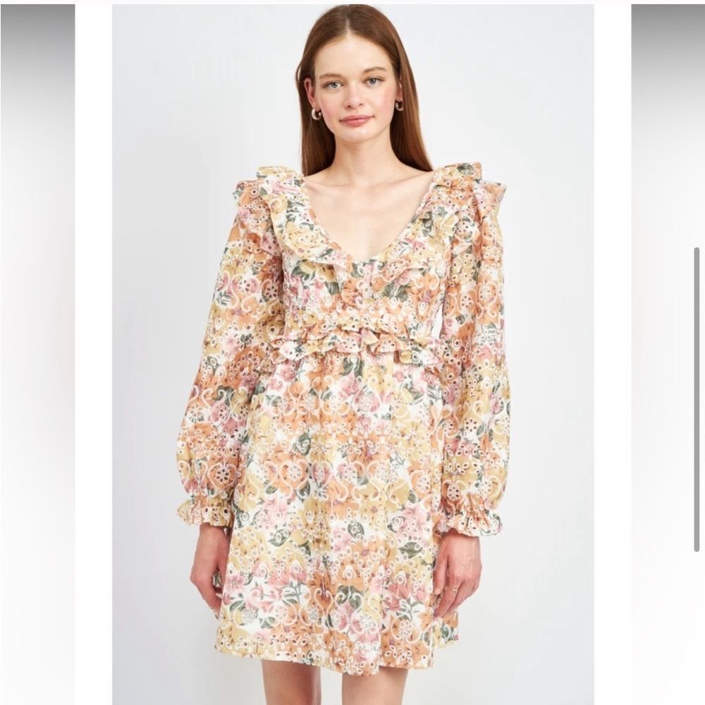en saison kayla floral embroidered eyelet ruffle dress - Picture 2 of 11